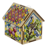 Beaded Spring Cottage Cross Stitch Kit 3D: DIY Wooden House Ornament