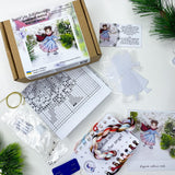 Winter Angel, Cross Stitch Kit, Unic, set with threads, beads and decorative crystals.