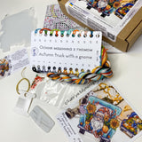 Atumn track with a gnome Cross Stitch Kit, threads, beads and decorative crystals