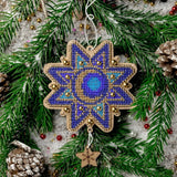 Bead Embroidery Kit on Wood, Blue Star, LK-459 ( beads , thread, needle, plywood base included)