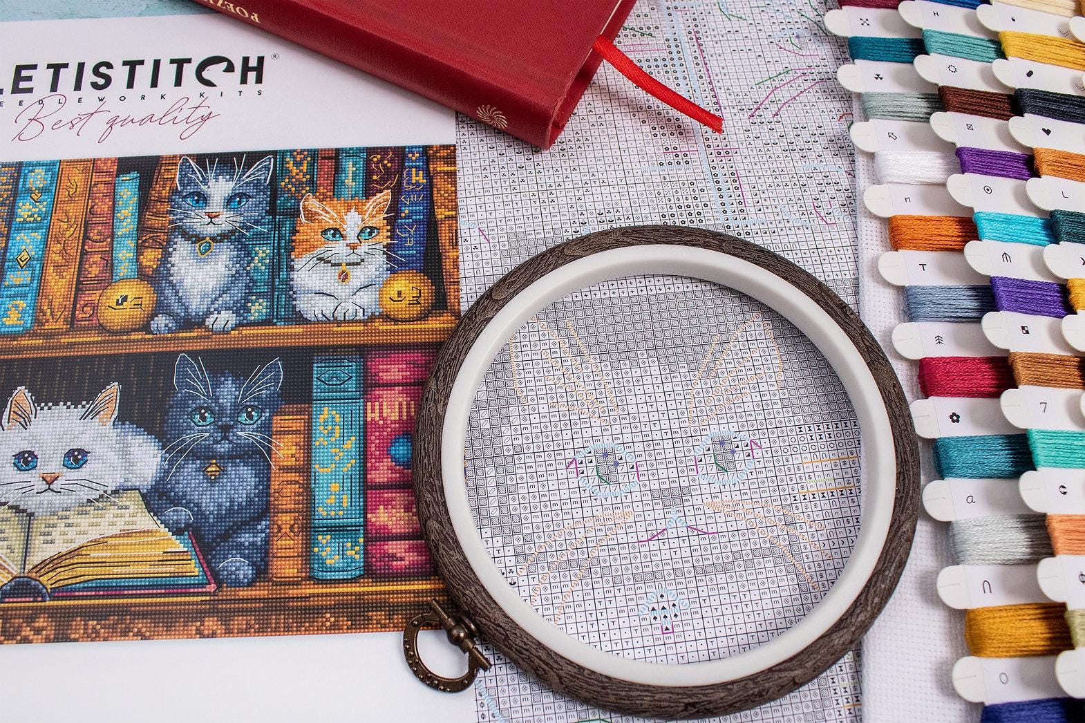 Counted Cross Stitch Kit, LETISTITCH Bookshelf L9917