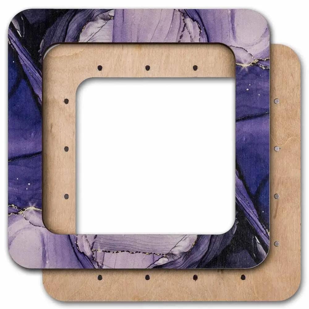 Marbled Purple Plywood Embroidery Hoop with Magnetic Holders (5.5x5.5 IN)