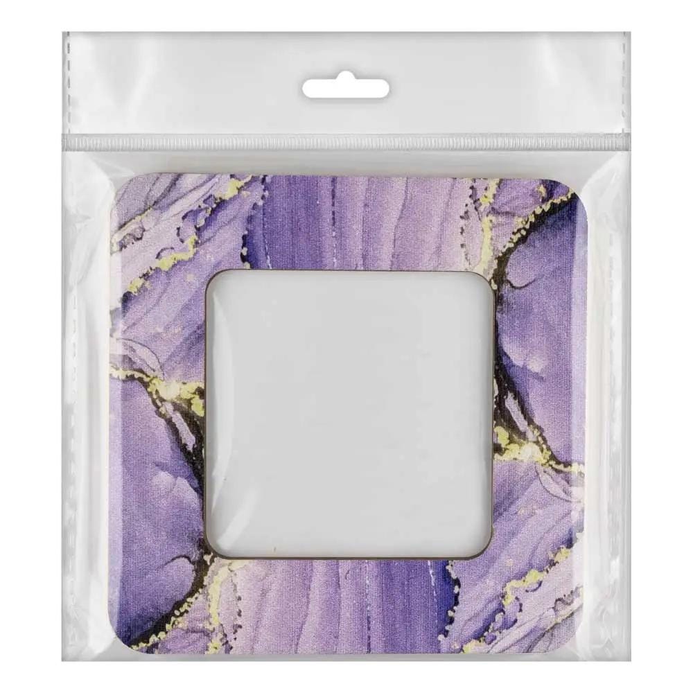 Small Embroidery Hoop with magnetic holders, plywood , Marbled Purple and Light Lilac, 2.4x2.4 IN