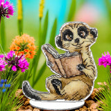 Meerkat Cross Stitch Kit – Reading Animal DIY Desk Ornament