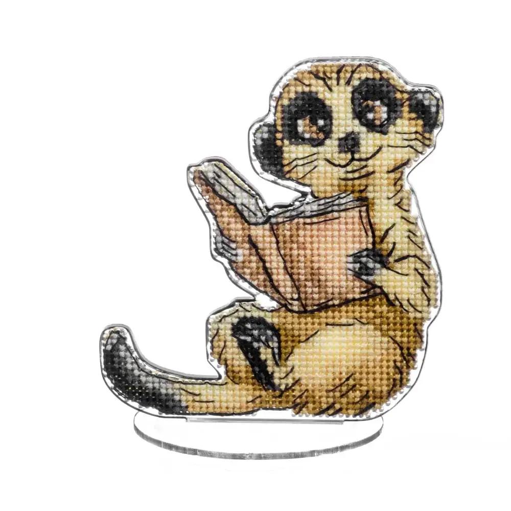 Meerkat Cross Stitch Kit – Reading Animal DIY Desk Ornament