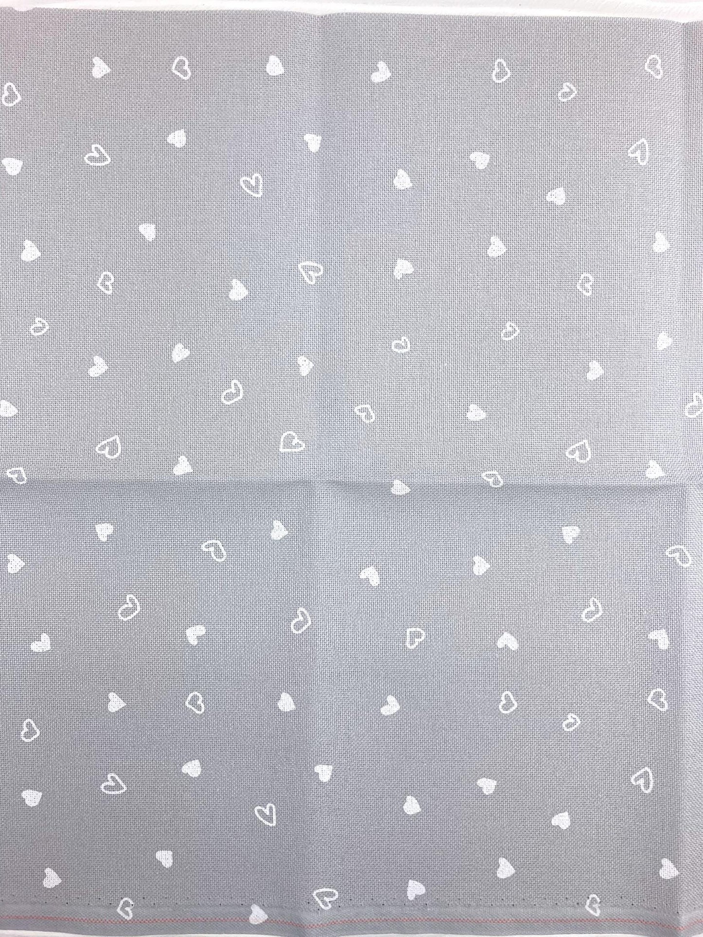 Evenweave cross stitch fabric 32ct Zweigart: Gray with White Hearts
