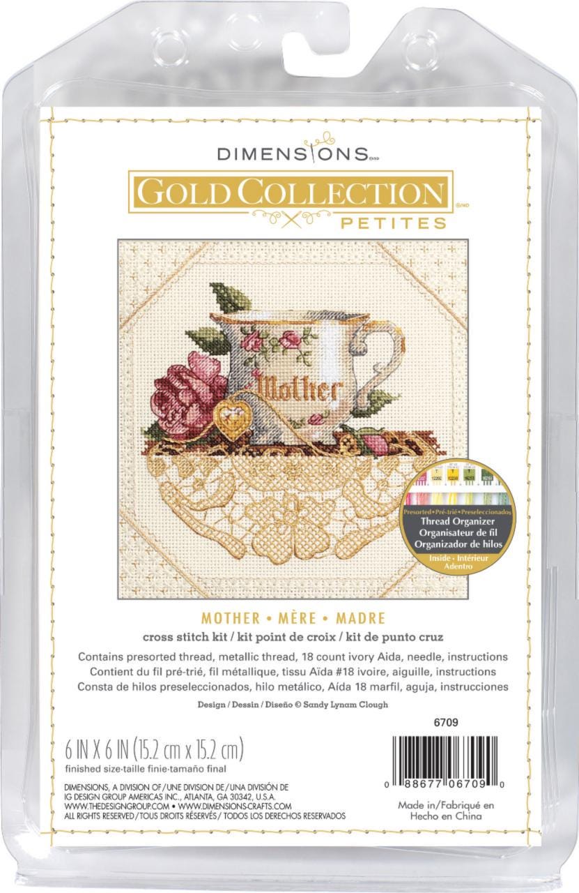 Dimensions Gold Collection Petites Mother 6709, Counted Cross Stitch Kit, 18 Count Ivory Aida