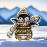 Beaded Penguin Cross Stitch Kit: DIY Christmas Ornament (3.5" x 3.5")