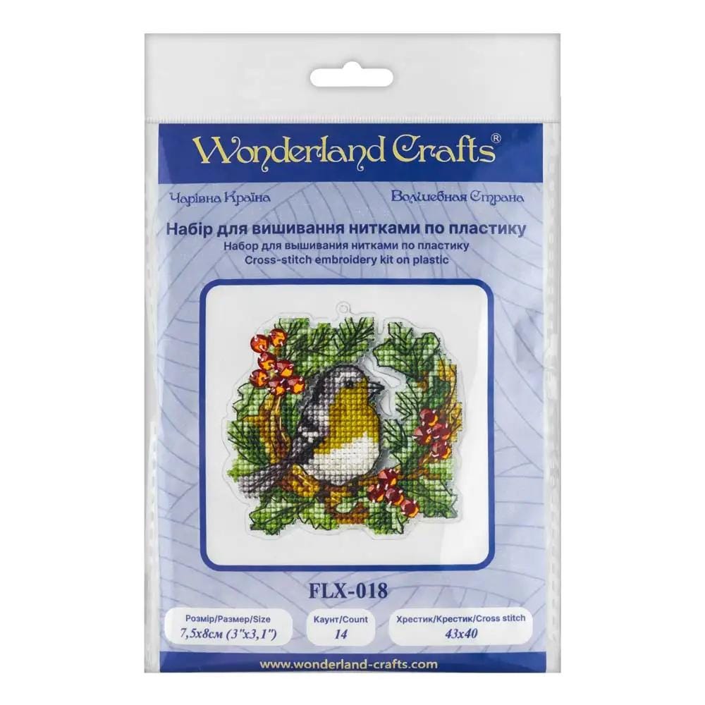 Christmas Tree Cross Stitch Kit, Bird Wreath Ornament, Fast DIY