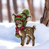 Cross Stitch kit on Plastic Base for Christmas tree, fawn, LX-021. Fast DIY Kit