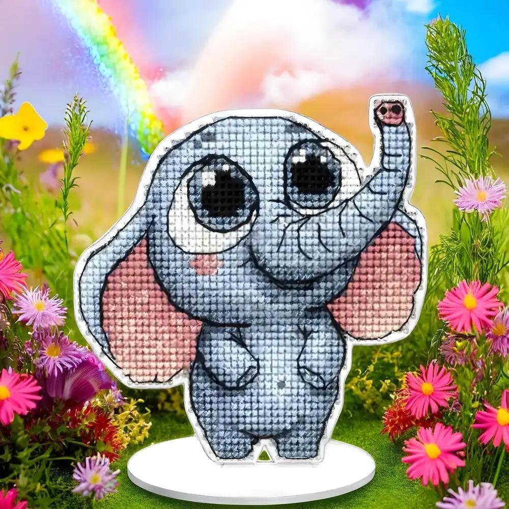 Baby Elephant Cross Stitch Kit: DIY Kawaii Animal Ornament