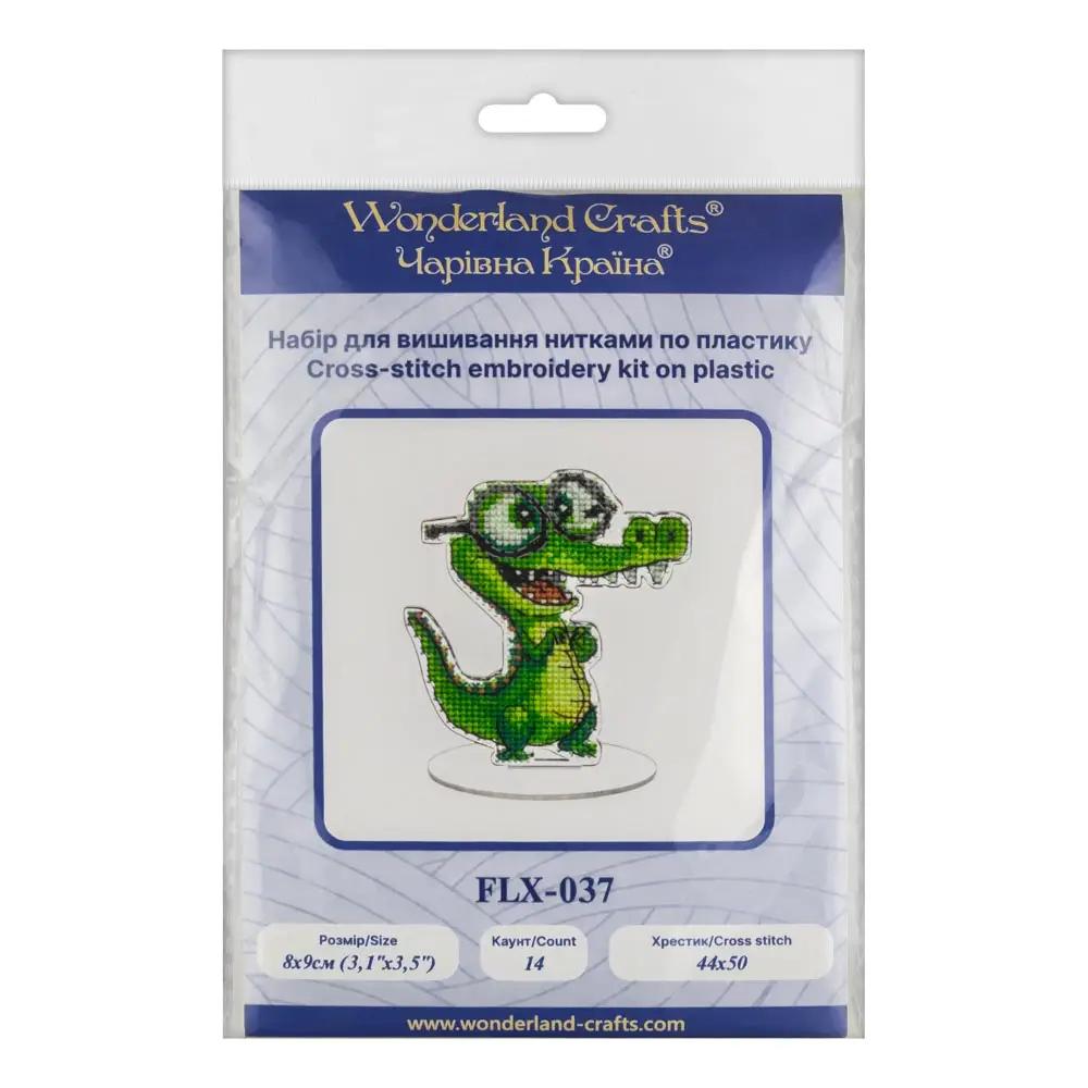 Funny Crocodile Cross Stitch Kit, Geeky Gator: DIY Cartoon Ornament on Plastic