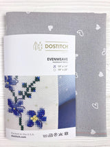 Evenweave cross stitch fabric 32ct Zweigart: Gray with White Hearts
