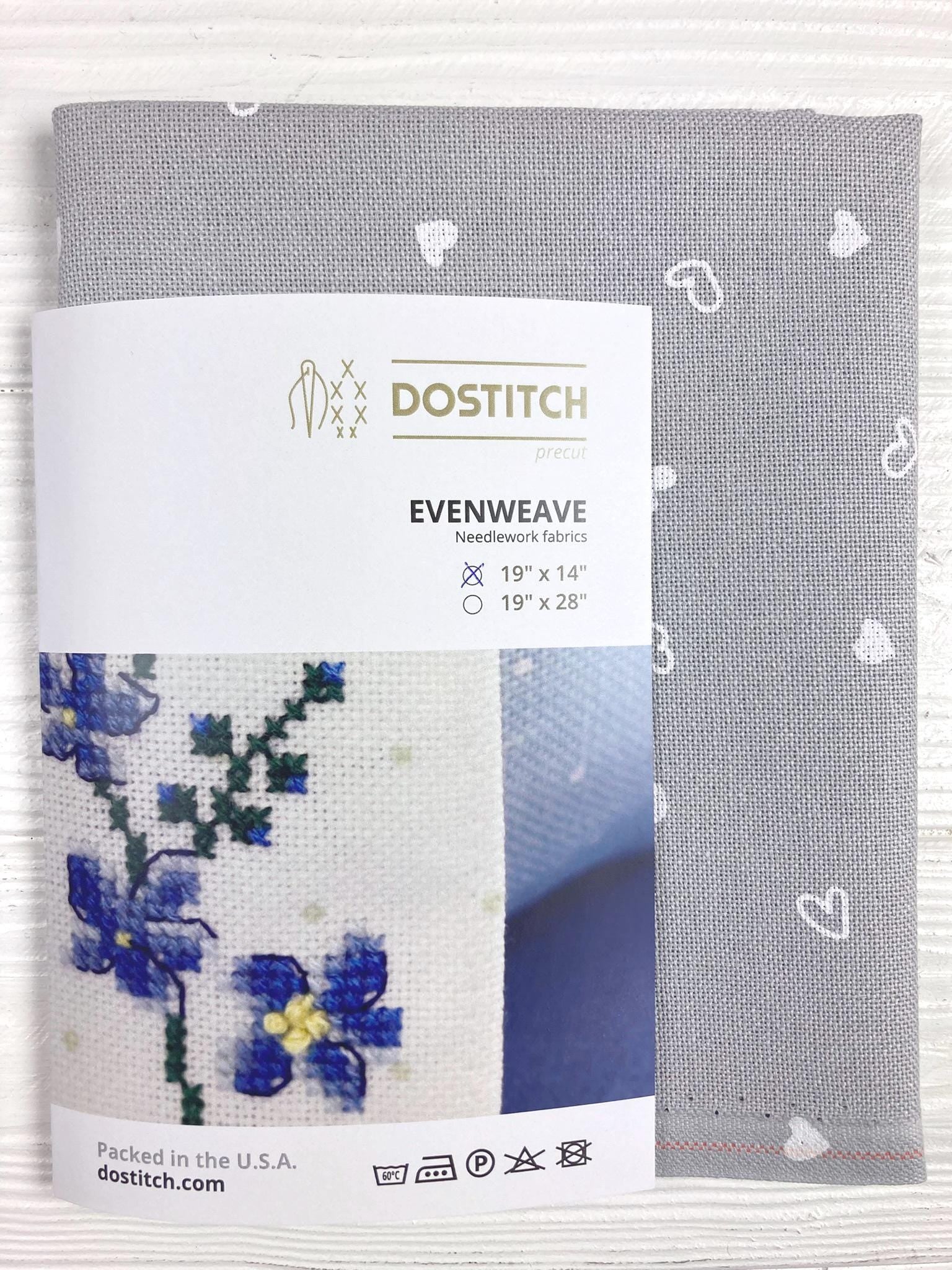 Evenweave cross stitch fabric 32ct Zweigart: Gray with White Hearts