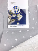 Evenweave cross stitch fabric 32ct Zweigart: Gray with White Hearts
