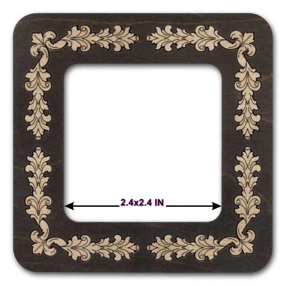 Magnetic Embroidery Hoop: 2.4" Square Plywood Frame, wood color