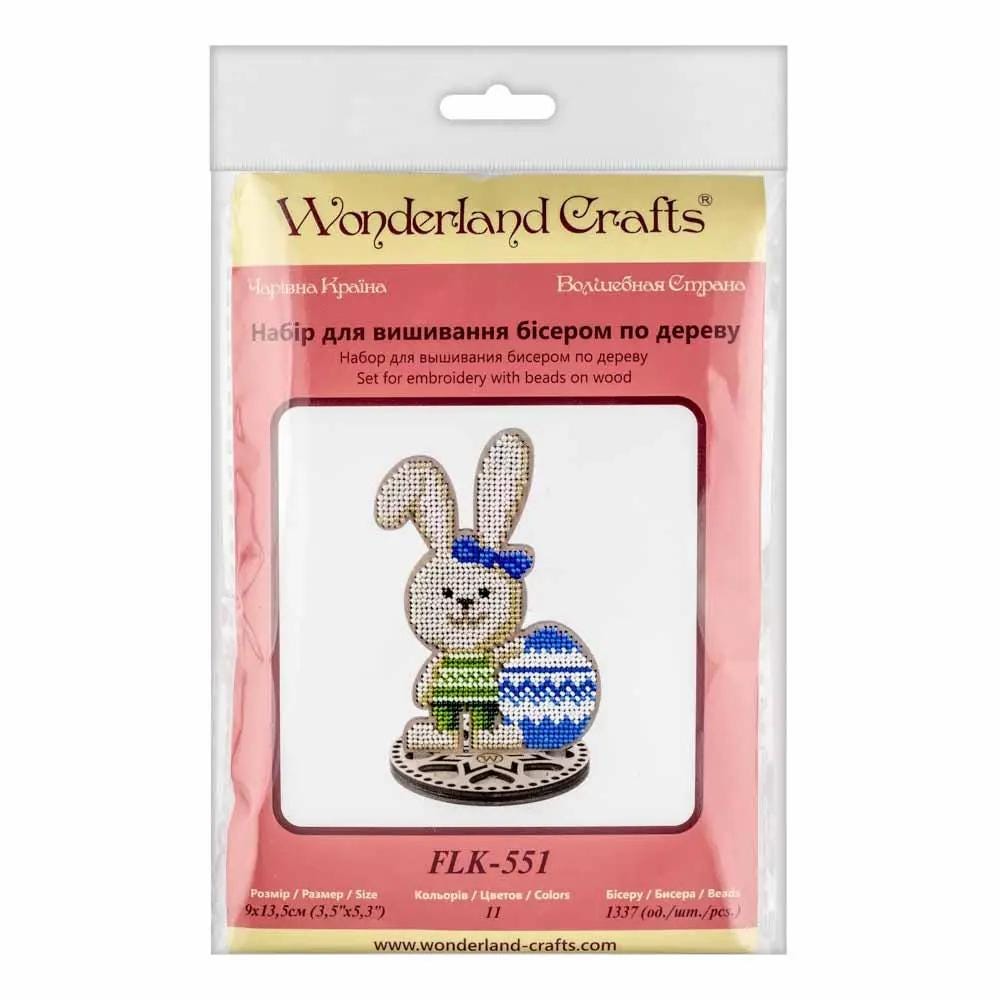 Easter Rabbit Bead Embroidery Kit on Wood (3.6"x5.3")