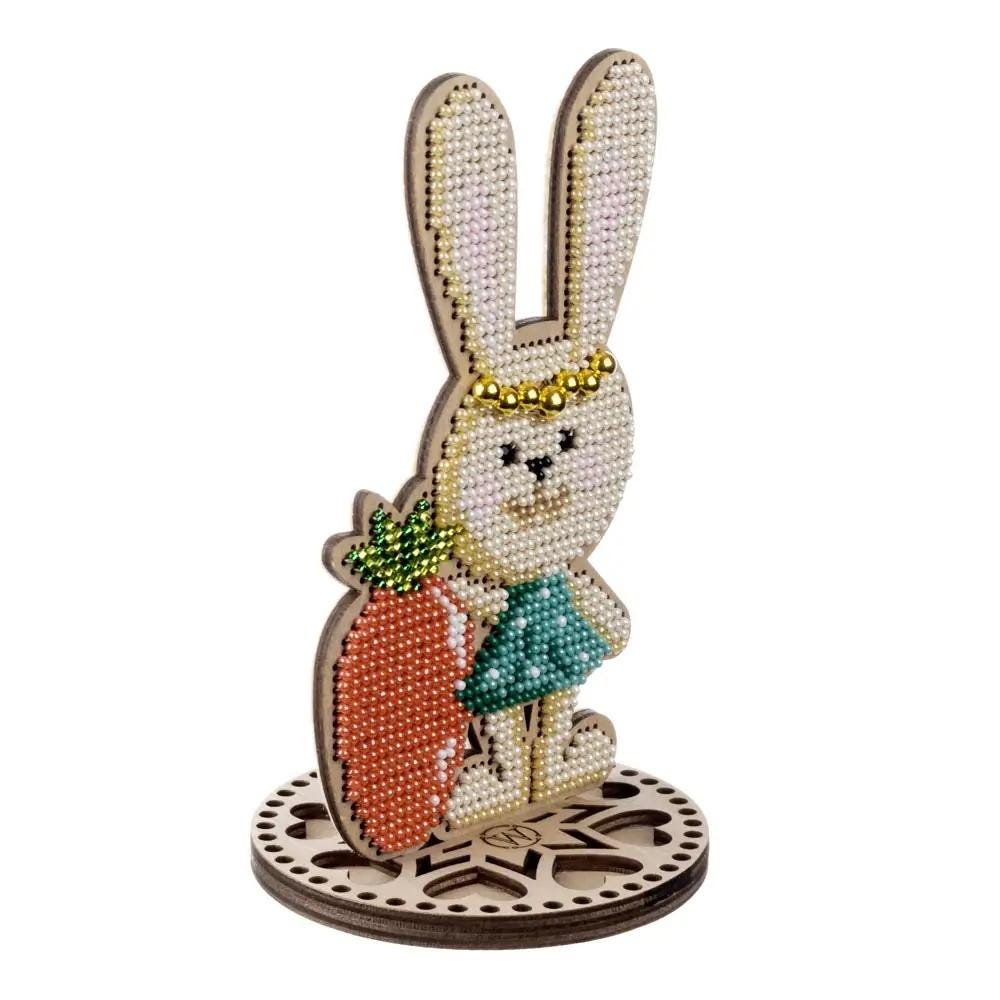 Easter Rabbit Bead Embroidery Kit on Wood (3"x5.5")