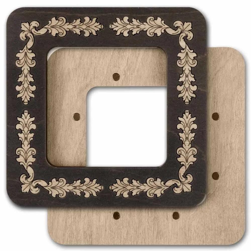 Magnetic Embroidery Hoop: 2.4" Square Plywood Frame, wood color