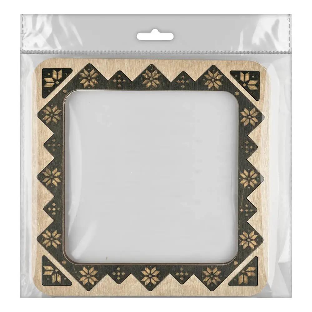 Plywood Embroidery Hoop with Magnetic Holders: Floral Dot Pattern, 5.5"