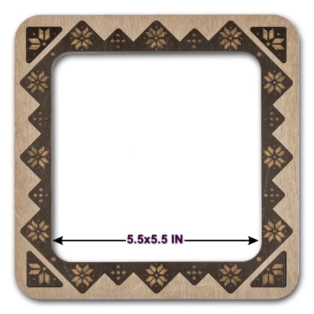 Plywood Embroidery Hoop with Magnetic Holders: Floral Dot Pattern, 5.5"