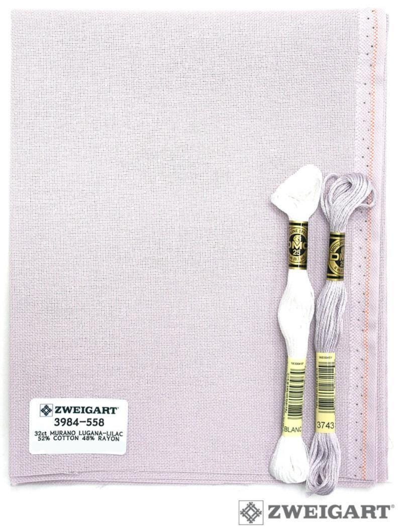 Lilac Evenweave Fabric: 32ct Zweigart Murano, Soft Embroidery Cloth