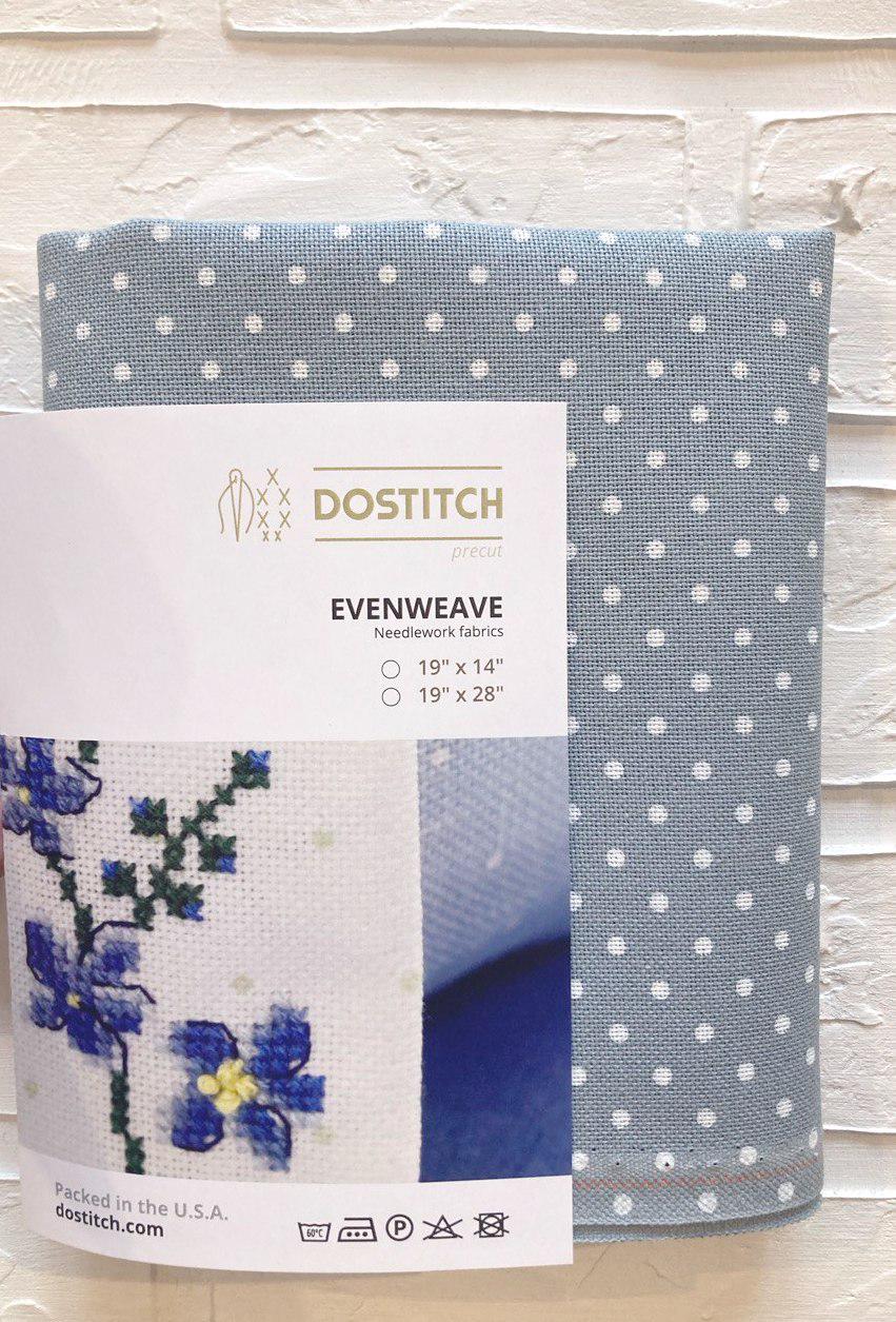 32ct Evenweave Fabric: Zweigart Murano Antique Blue White Dots