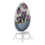 Easter Egg Cross Stitch Kit: Purple Crocus Ornament with Stand