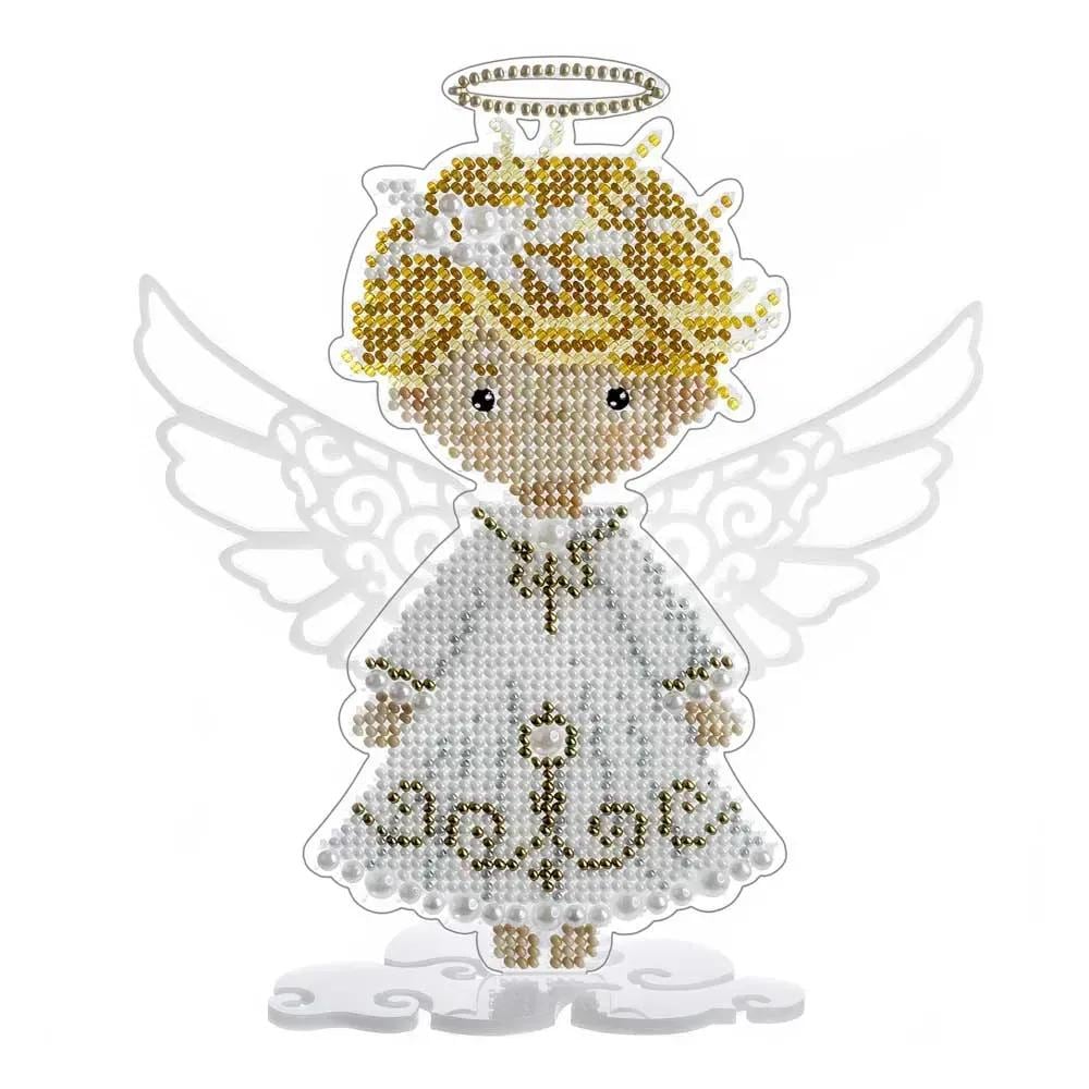 Bead Embroidery Kit on plastic base Angel with wings, PL-107. Fast DIY Kit