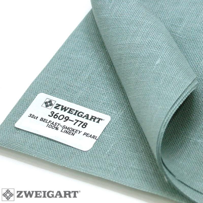 Linen Evenweave cross stitch Fabric 32ct Zweigart Belfast: Smokey Pearl