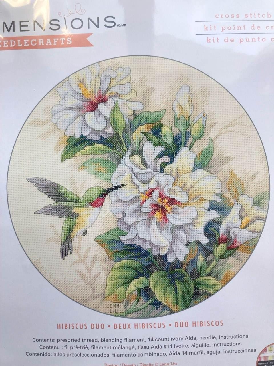 Counted Cross Stitch Kit DIMENSIONS, Hibiscus Duo, 35156 RARE