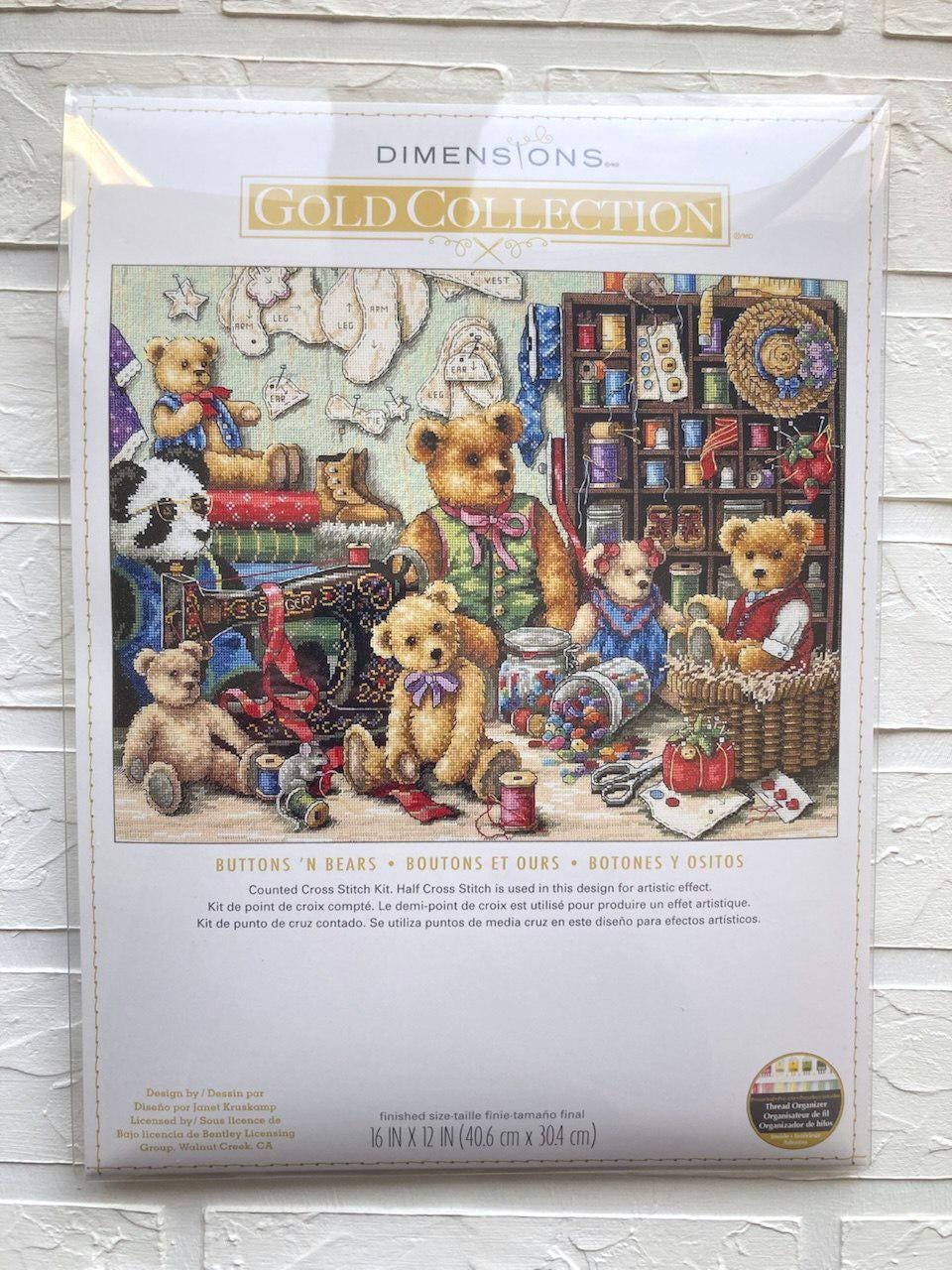 Counted Cross Stitch Kit DIMENSIONS Gold Collection, Buttons 'N Bears, 35151 RARE