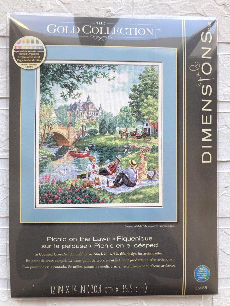 Counted Cross Stitch Kit DIMENSIONS Gold Collection, Picnic on the Lawn, 35065 RARE
