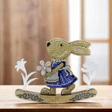 Easter Rabbit Bead Embroidery Kit on wood, DIY Wood Craft