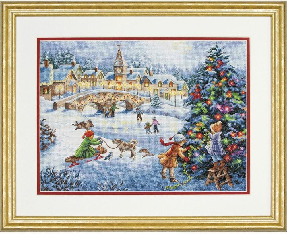 Counted Cross Stitch Kit DIMENSIONS Gold Collection, Winter Celebration, 70-08919 RARE