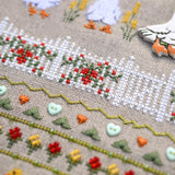 Fun Goose Farm Cross Stitch Sanpler Kit: Hand-Dyed Threads, Linen Fabric, Tela Artis X-506
