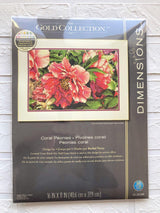 Counted Cross Stitch Kit DIMENSIONS Gold Collection, Coral Peones, 35298 RARE
