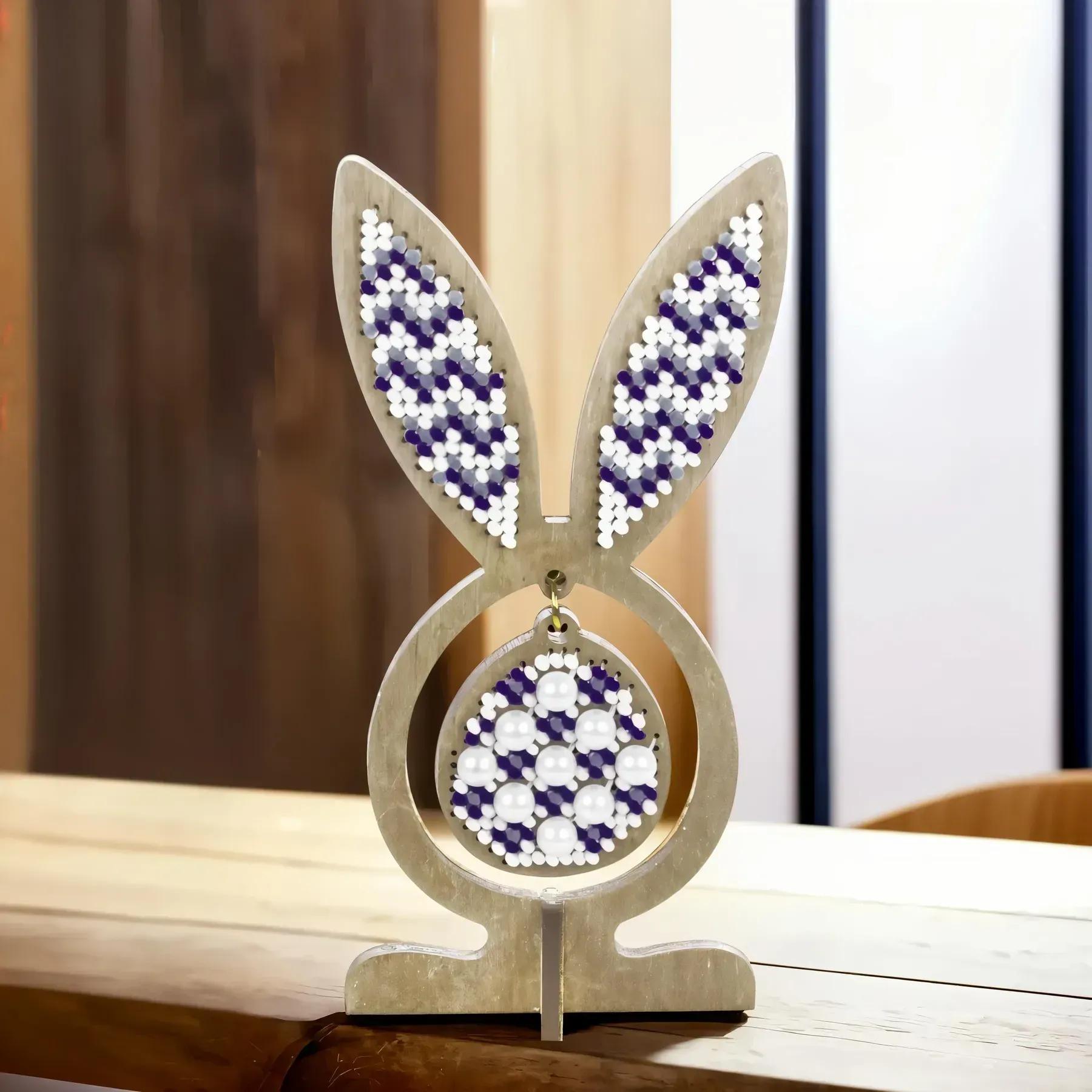 Bead Embroidery Kit: Easter Egg Bunny with ears, DIY Craft (LK-577)