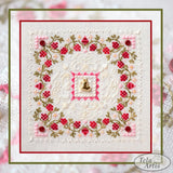 Raspberry Marshmallow Cross Stitch Kit: Floral Mandala, Hand-Dyed Threads, Beads, Cashel Linen