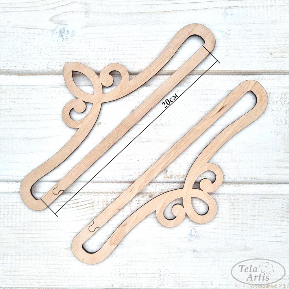Hangers for embroidery design from plywood 2 pcs wide 7.9IN (200mm), Wooden bell pull hanger, Pendants