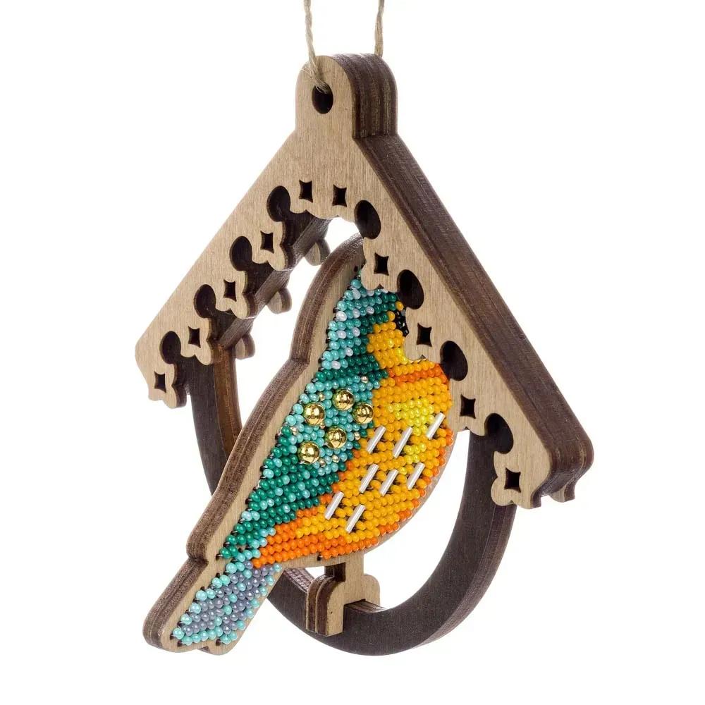 Bead Embroidery Kit on Wood, Bird 3D, LK-580 ( beads , thread, needle, plywood base included)