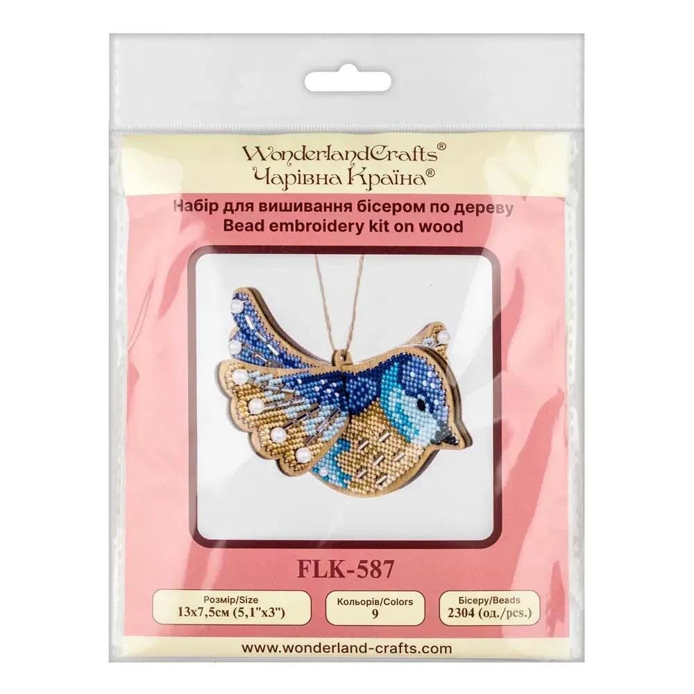 Bead Embroidery Kit on Wood, Bird 3D, LK-587 ( beads , thread, needle, plywood base included)