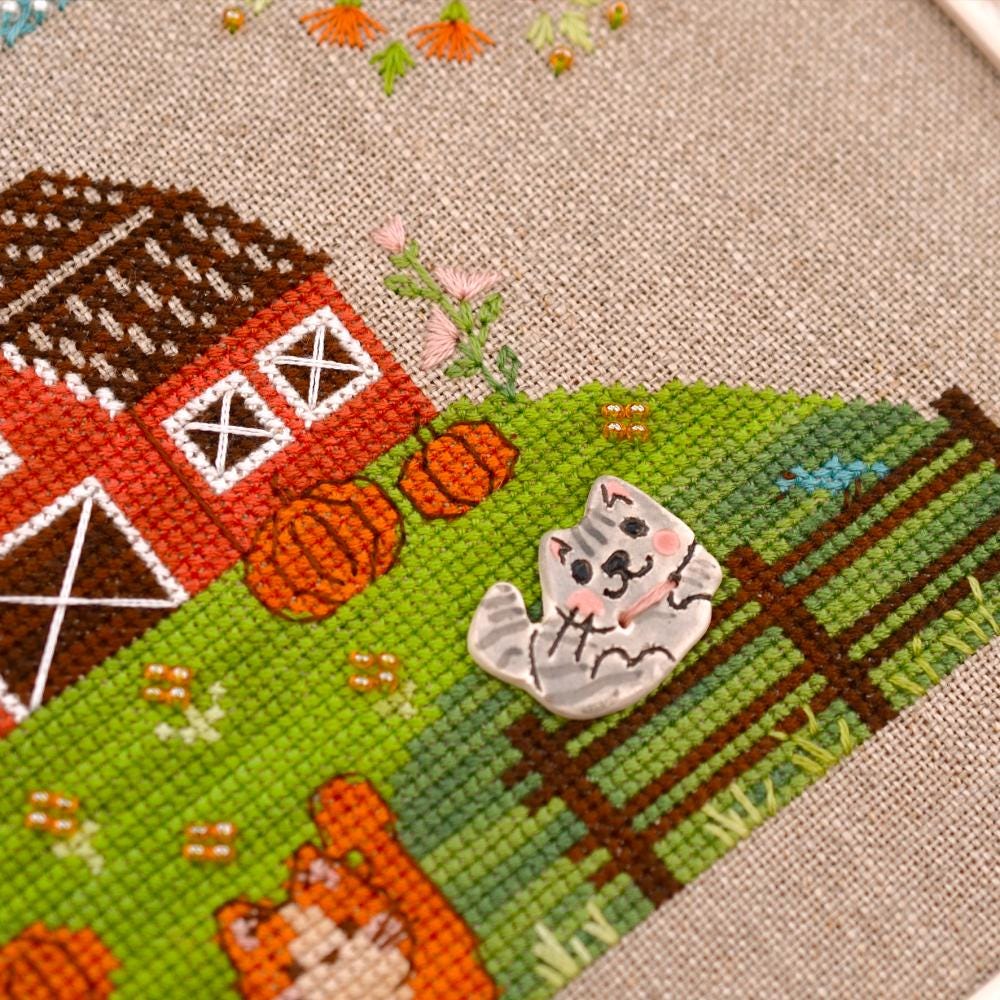 On Guard Cross Stitch Kit: Hand-Dyed Threads, Linen, Beads
