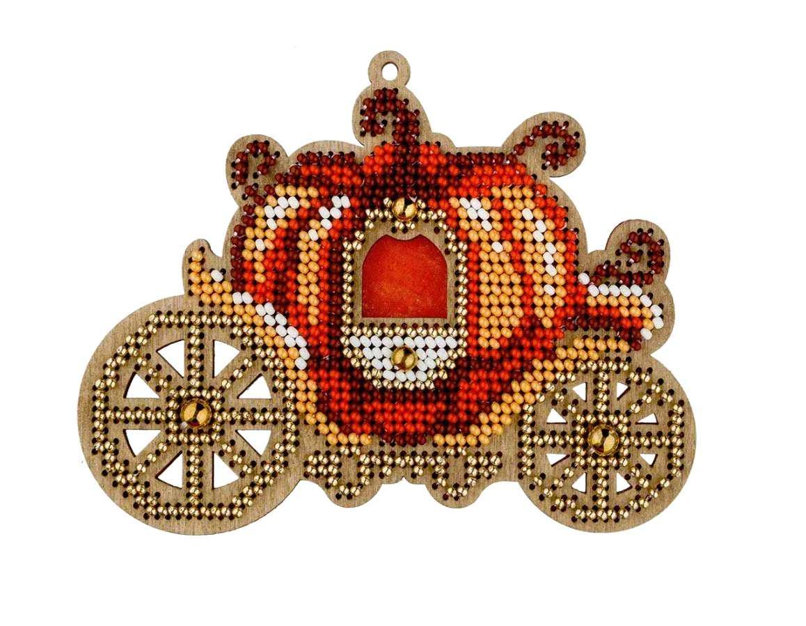 Pumpkin Carriage Bead Embroidery Kit on Wood (3.5x4.5")