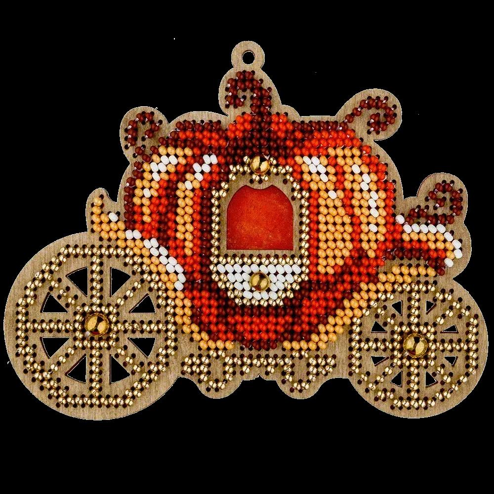 Pumpkin Carriage Bead Embroidery Kit on Wood (3.5x4.5")