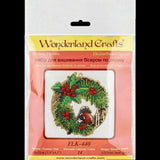 Bead Embroidery Kit: Christmas Wreath DIY Craft on Wood