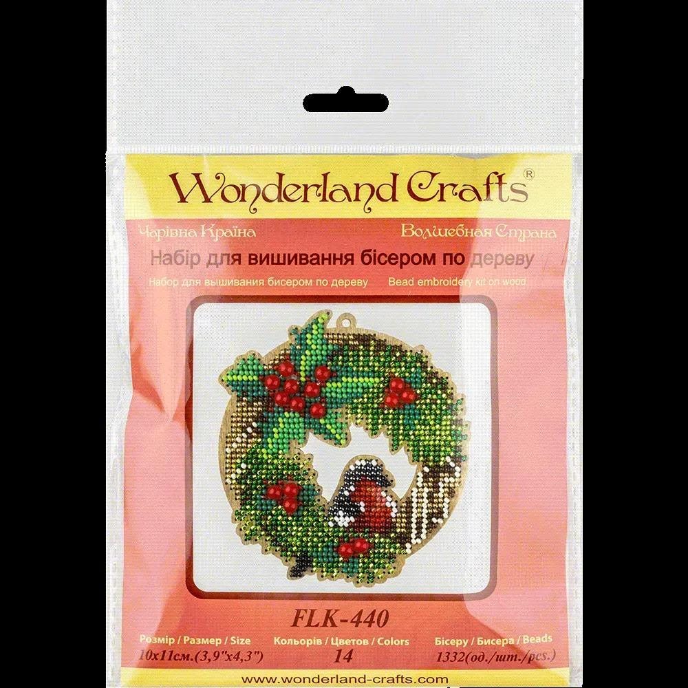 Bead Embroidery Kit: Christmas Wreath DIY Craft on Wood
