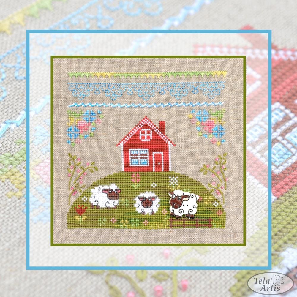 In the meadow Cross Stitch Kit, Tela Artis X-028, Sampler, Hand-dyed Threads – Beads – Linen canvas