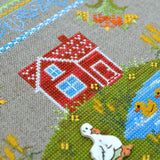 At the Pond Cross Stitch Kit Tela Artis X-029 – Sampler: Hand-Dyed Threads, Linen, Beads