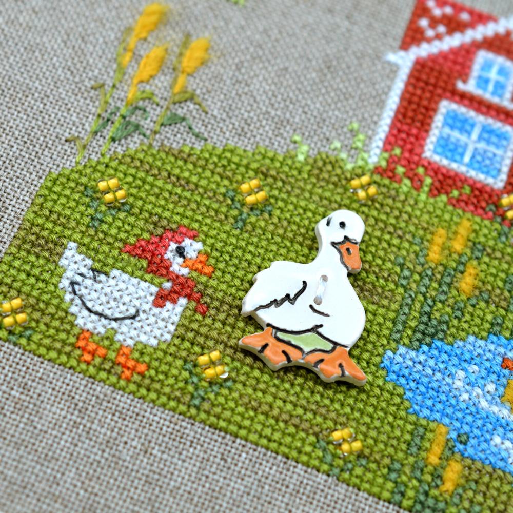 At the Pond Cross Stitch Kit Tela Artis X-029 – Sampler: Hand-Dyed Threads, Linen, Beads